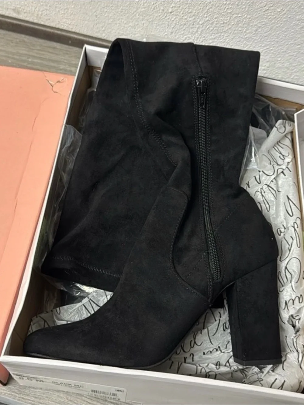 Wild Pair Over-the-Knee Black Suede Block Heel Boot